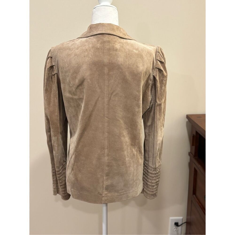 Wilson’s Leather Women's Long Puff Sleeve Suede Jacket Tan Beige Large - Picture 3 of 4